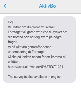 Sms från aktivbo gällande kundundersökning
